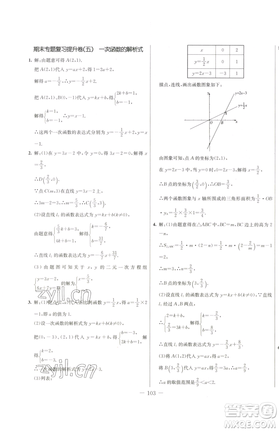 吉林教育出版社2023創(chuàng)新思維全程備考金題一卷通八年級下冊數(shù)學冀教版參考答案