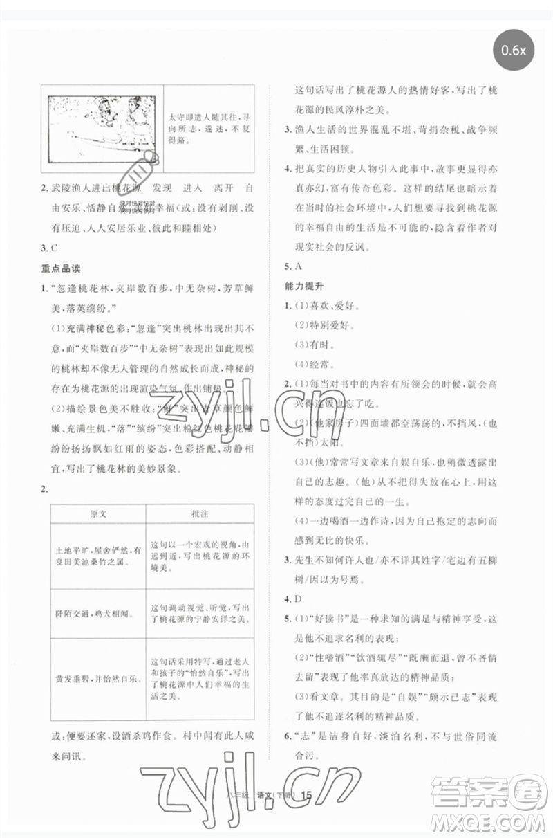 寧夏人民教育出版社2023學(xué)習(xí)之友八年級(jí)語(yǔ)文下冊(cè)人教版參考答案