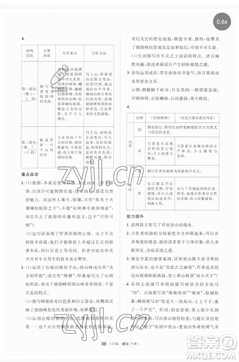 寧夏人民教育出版社2023學(xué)習(xí)之友八年級(jí)語(yǔ)文下冊(cè)人教版參考答案