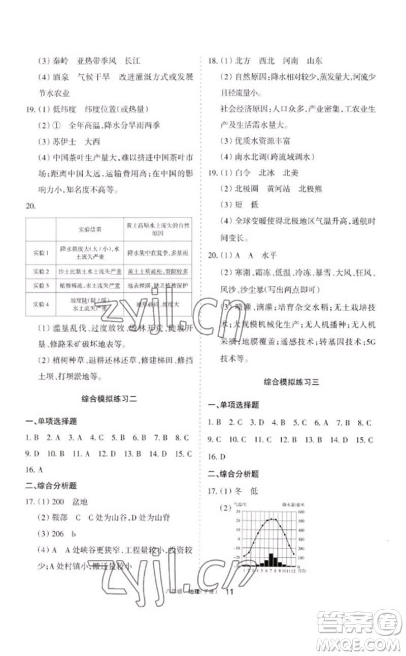 寧夏人民教育出版社2023學習之友八年級地理下冊人教版參考答案