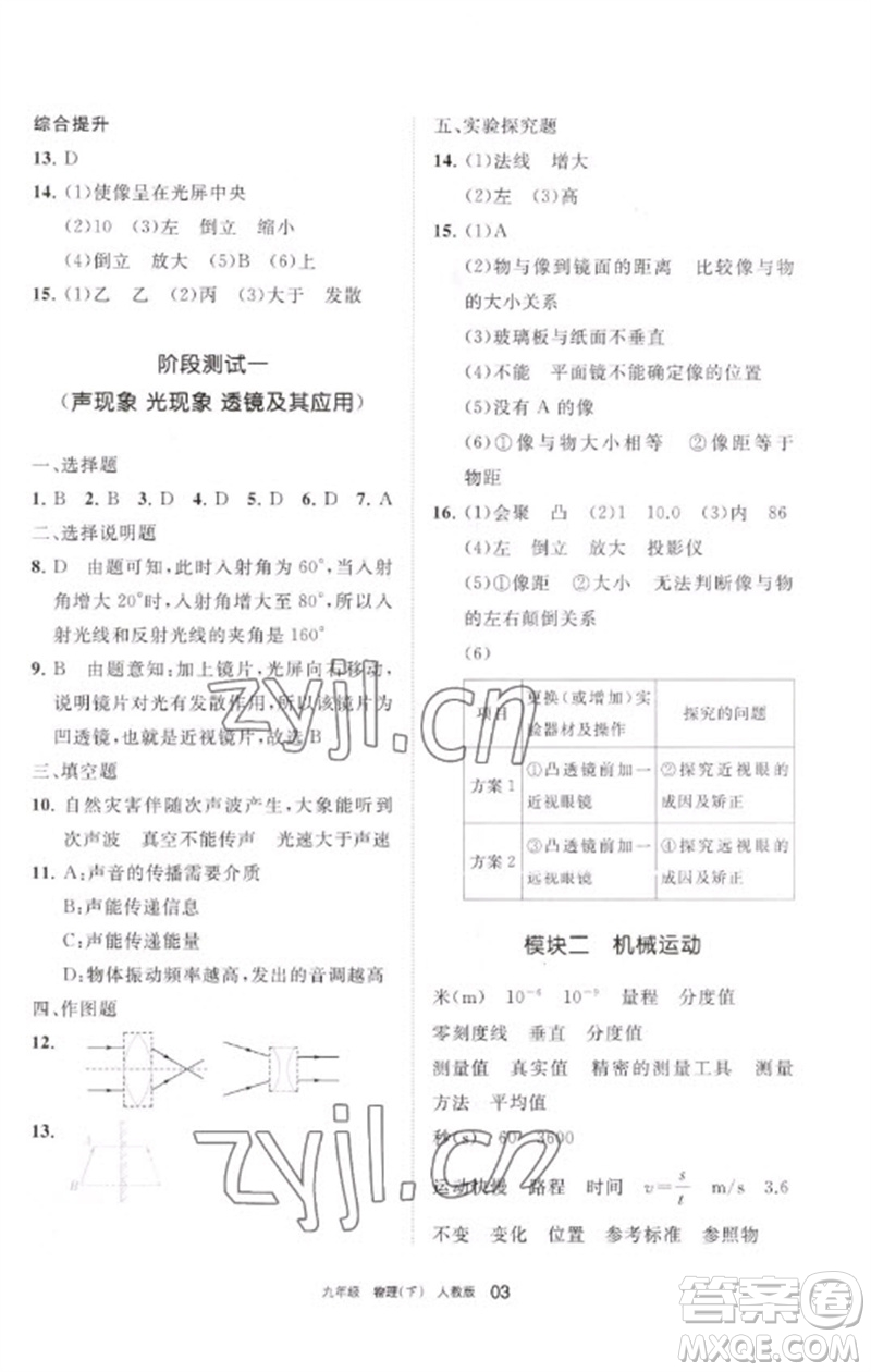 寧夏人民教育出版社2023學(xué)習(xí)之友九年級(jí)物理下冊(cè)人教版參考答案