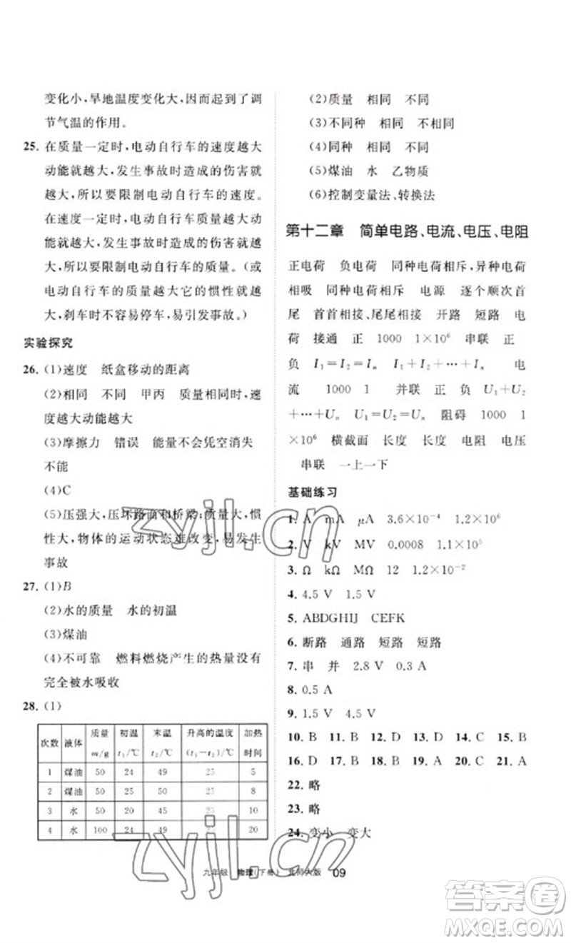 寧夏人民教育出版社2023學(xué)習(xí)之友九年級物理下冊北師大版參考答案