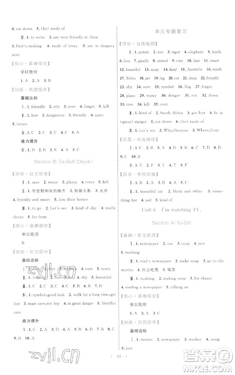 內(nèi)蒙古教育出版社2023初中同步學(xué)習(xí)目標(biāo)與檢測七年級英語下冊人教版參考答案