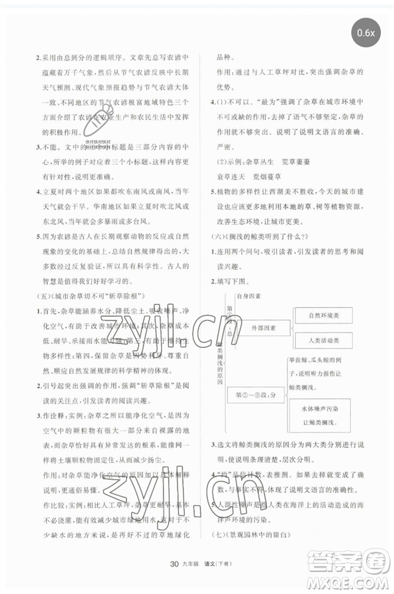 寧夏人民教育出版社2023學(xué)習(xí)之友九年級(jí)語文下冊(cè)人教版參考答案