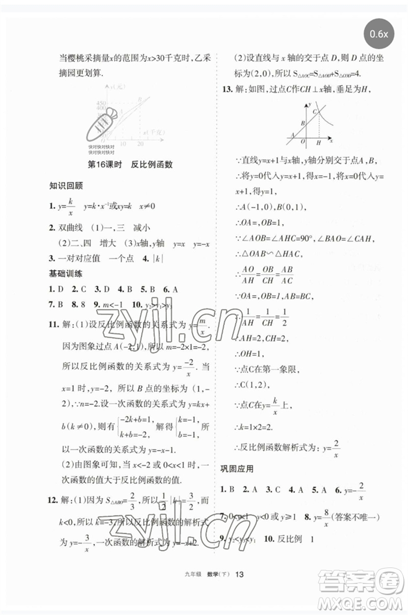 寧夏人民教育出版社2023學(xué)習(xí)之友九年級數(shù)學(xué)下冊人教版參考答案