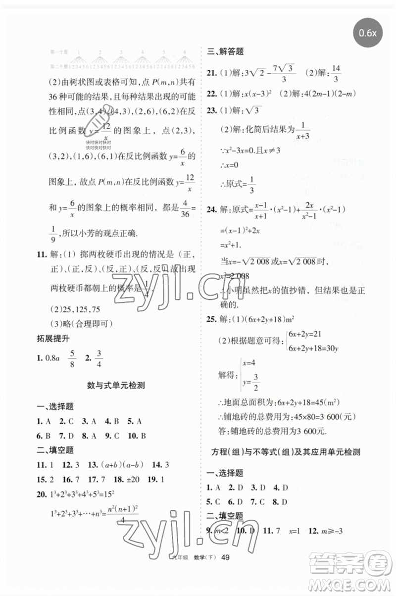 寧夏人民教育出版社2023學(xué)習(xí)之友九年級數(shù)學(xué)下冊人教版參考答案