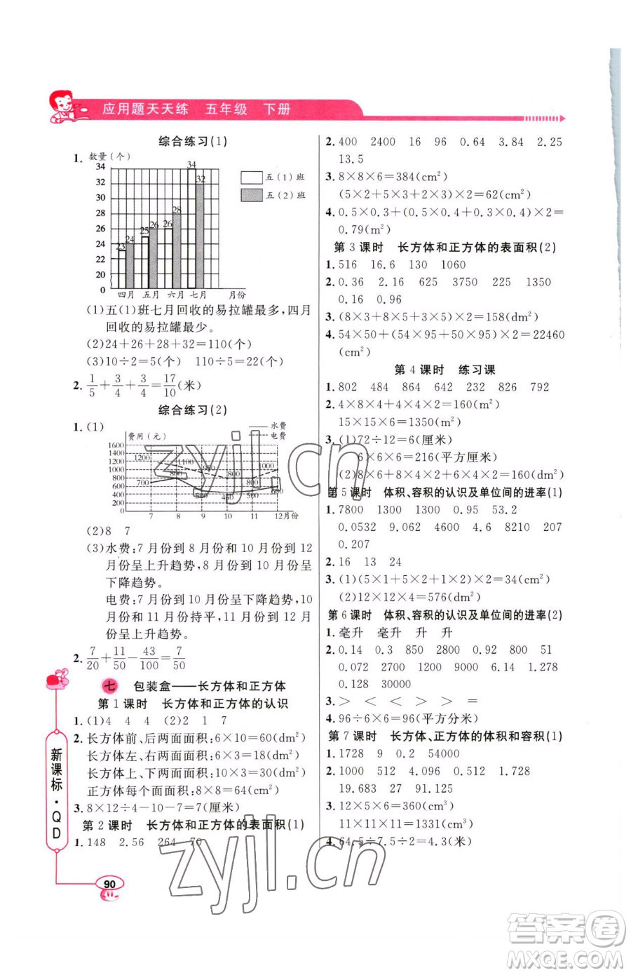 山東畫報(bào)出版社2023應(yīng)用題天天練五年級(jí)下冊(cè)數(shù)學(xué)青島版參考答案