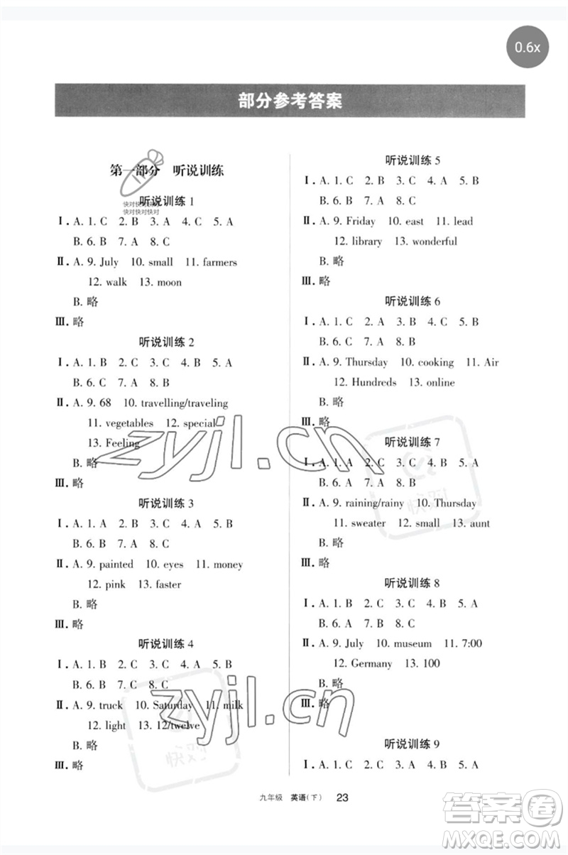 寧夏人民教育出版社2023學(xué)習(xí)之友九年級(jí)英語(yǔ)下冊(cè)人教版參考答案