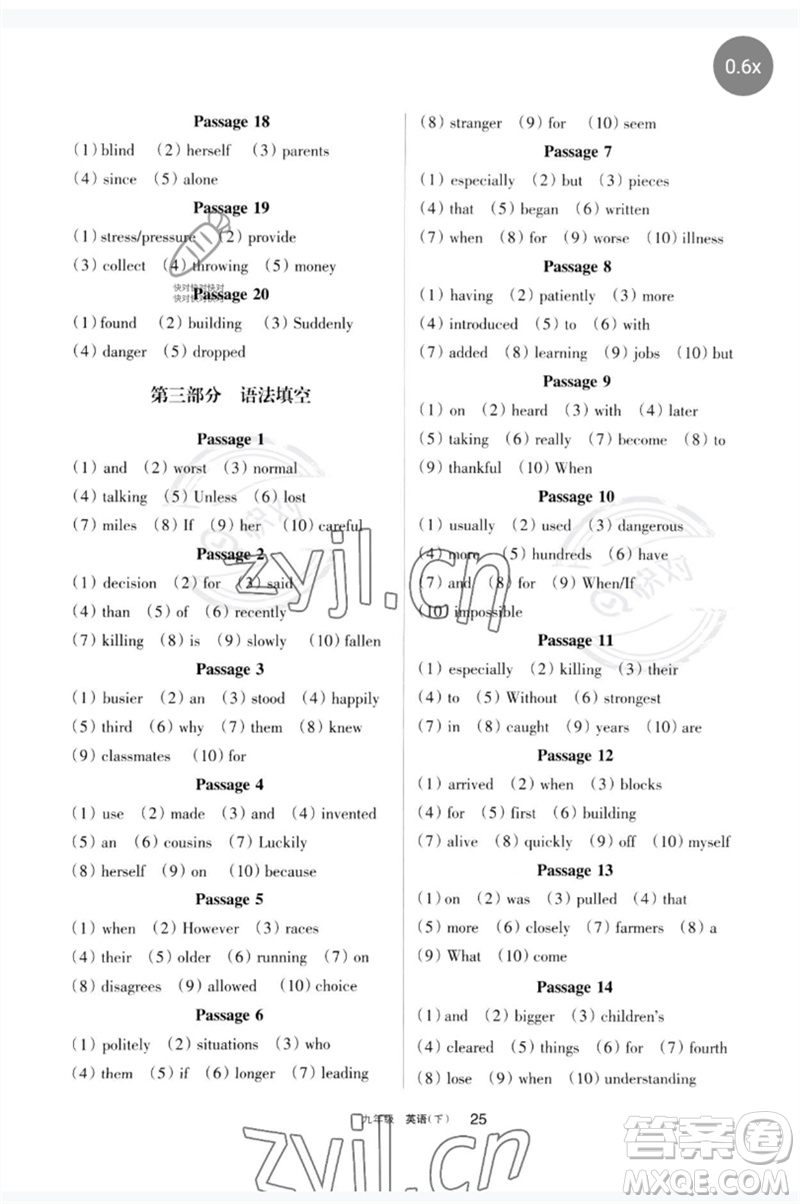 寧夏人民教育出版社2023學(xué)習(xí)之友九年級(jí)英語(yǔ)下冊(cè)人教版參考答案