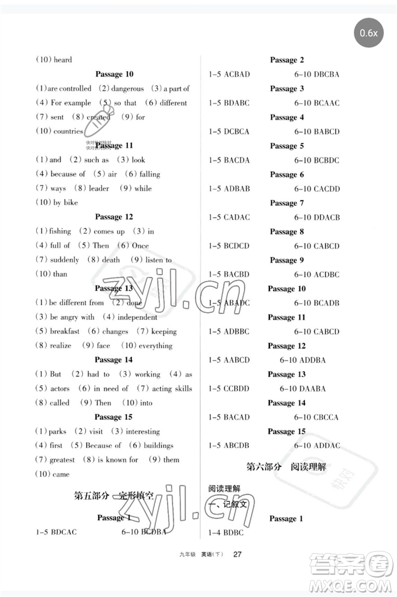 寧夏人民教育出版社2023學(xué)習(xí)之友九年級(jí)英語(yǔ)下冊(cè)人教版參考答案