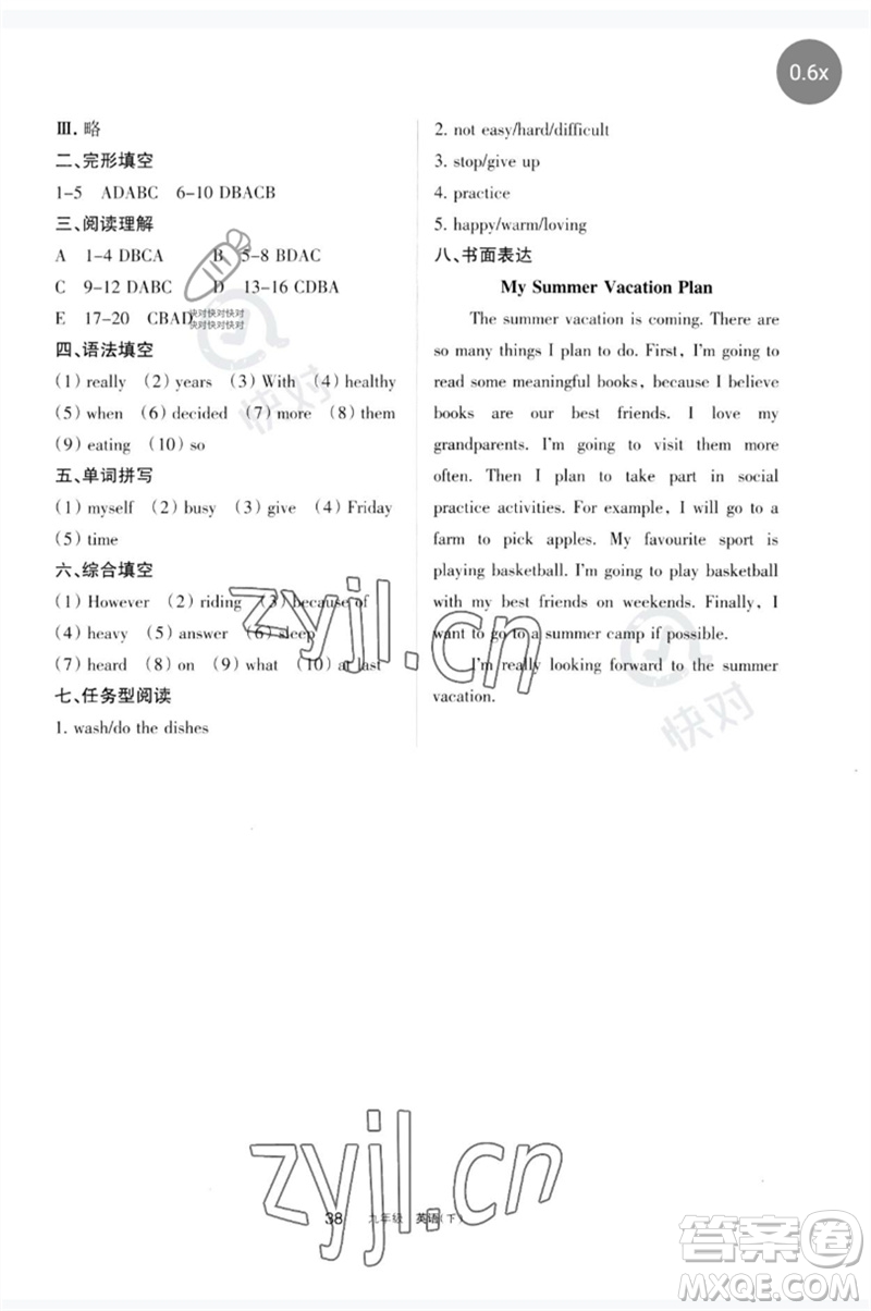 寧夏人民教育出版社2023學(xué)習(xí)之友九年級(jí)英語(yǔ)下冊(cè)人教版參考答案