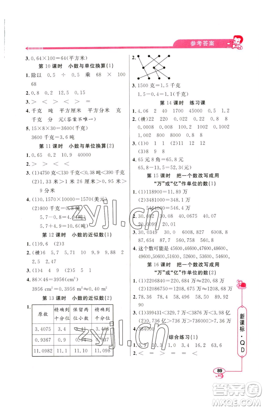 山東畫報(bào)出版社2023應(yīng)用題天天練四年級(jí)下冊(cè)數(shù)學(xué)青島版參考答案