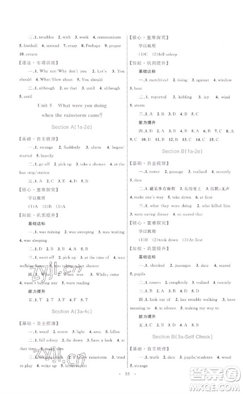 內(nèi)蒙古教育出版社2023初中同步學(xué)習(xí)目標(biāo)與檢測八年級英語下冊人教版參考答案