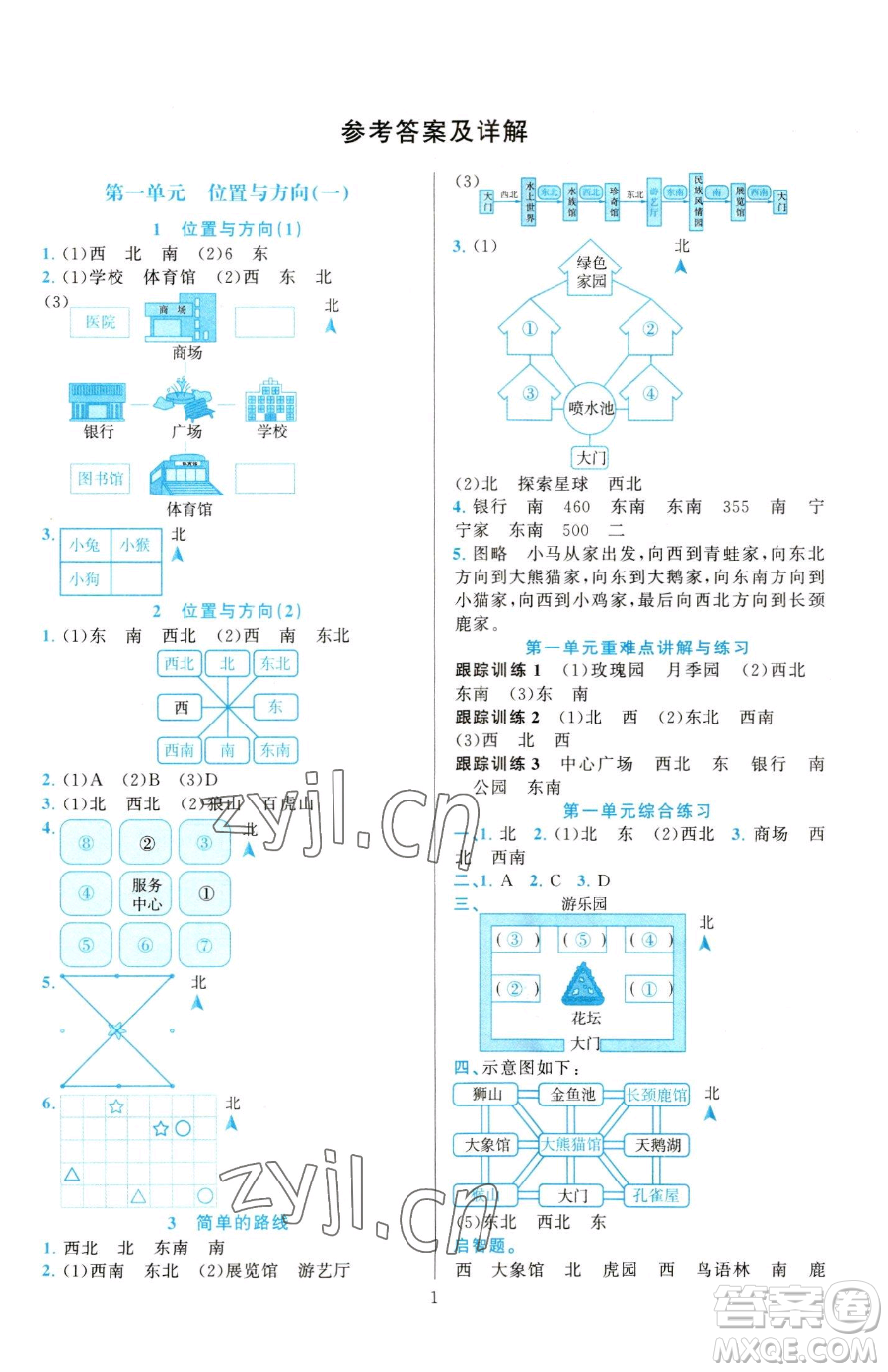 浙江教育出版社2023全優(yōu)方案夯實(shí)與提高三年級下冊數(shù)學(xué)人教版參考答案