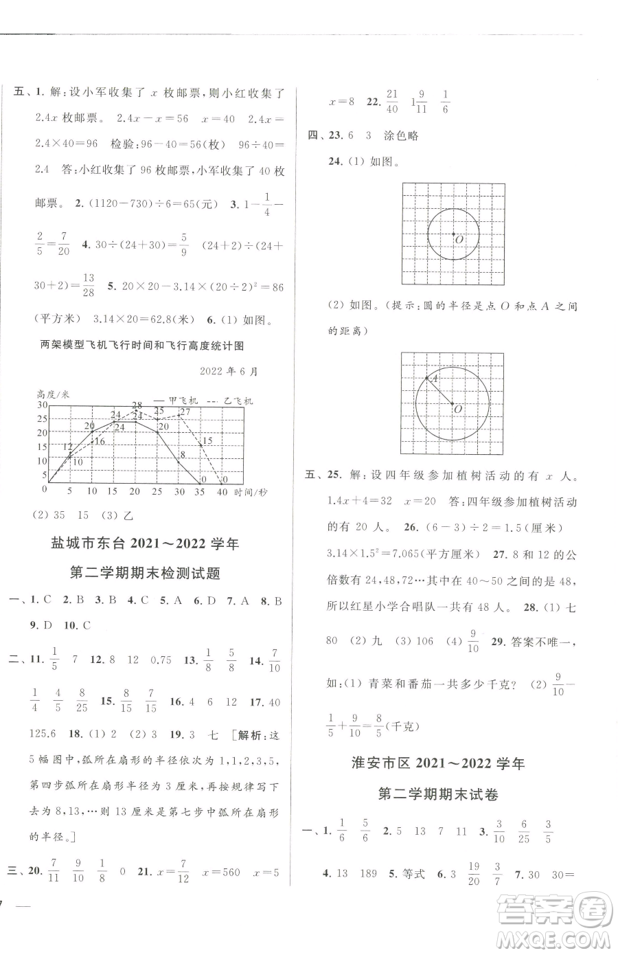 北京教育出版社2023同步跟蹤全程檢測(cè)五年級(jí)下冊(cè)數(shù)學(xué)蘇教版參考答案