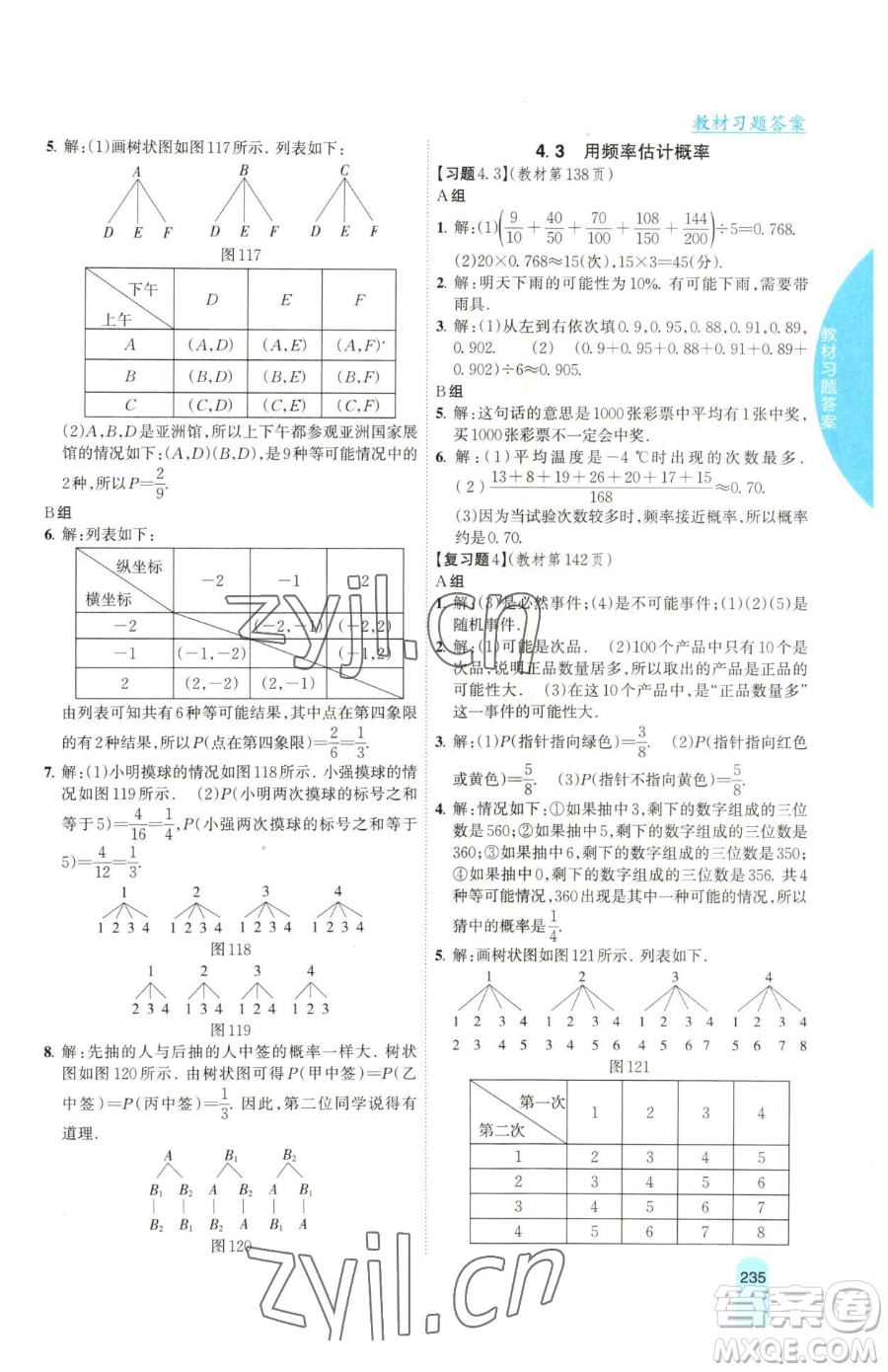 吉林人民出版社2023尖子生學(xué)案九年級(jí)下冊(cè)數(shù)學(xué)湘教版參考答案