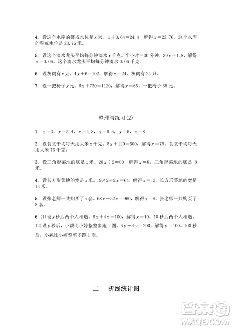 江蘇鳳凰教育出版社2023數(shù)學(xué)補充習(xí)題五年級下冊蘇教版參考答案