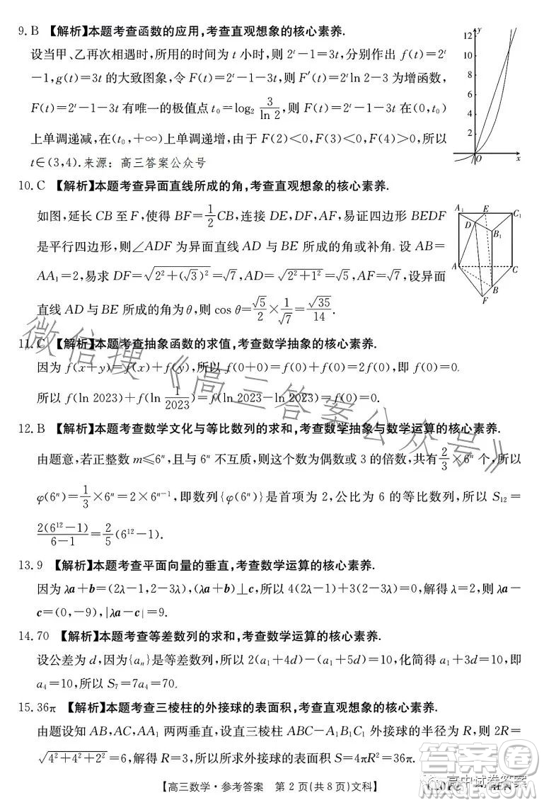 2023金太陽聯考高三5月31考試6001C數學文科試卷答案