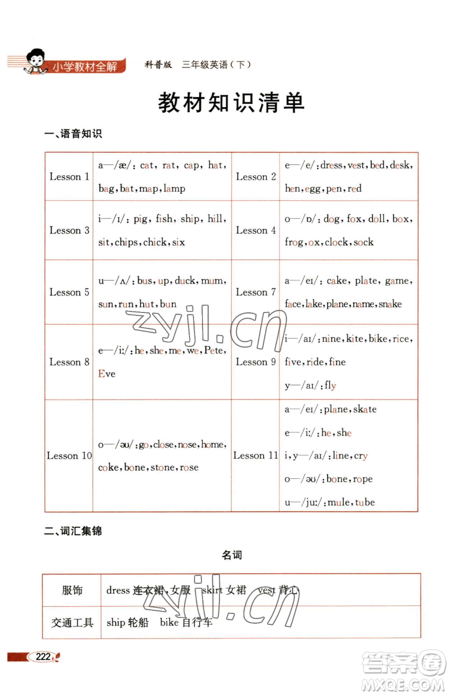 陜西人民教育出版社2023小學(xué)教材全解三年級下冊英語科普版三起參考答案