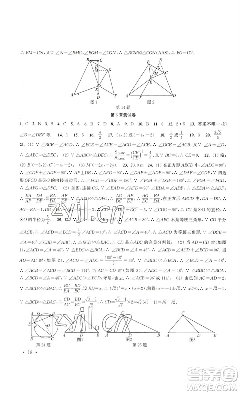 安徽人民出版社2023高效精練九年級數(shù)學(xué)下冊蘇科版參考答案