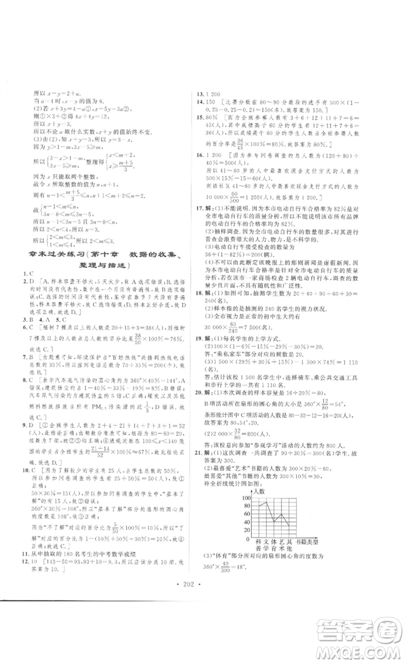 安徽人民出版社2023思路教練同步課時作業(yè)七年級數(shù)學(xué)下冊人教版參考答案