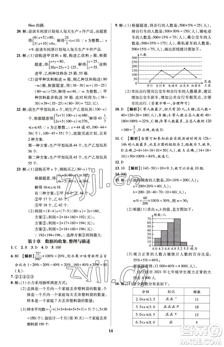 天津科學技術(shù)出版社2023追夢之旅鋪路卷七年級下冊數(shù)學人教版河南專版參考答案