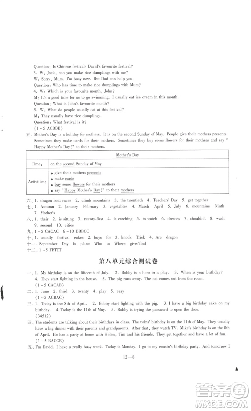 江蘇鳳凰科學技術出版社2023同步練習配套試卷五年級英語下冊譯林版參考答案