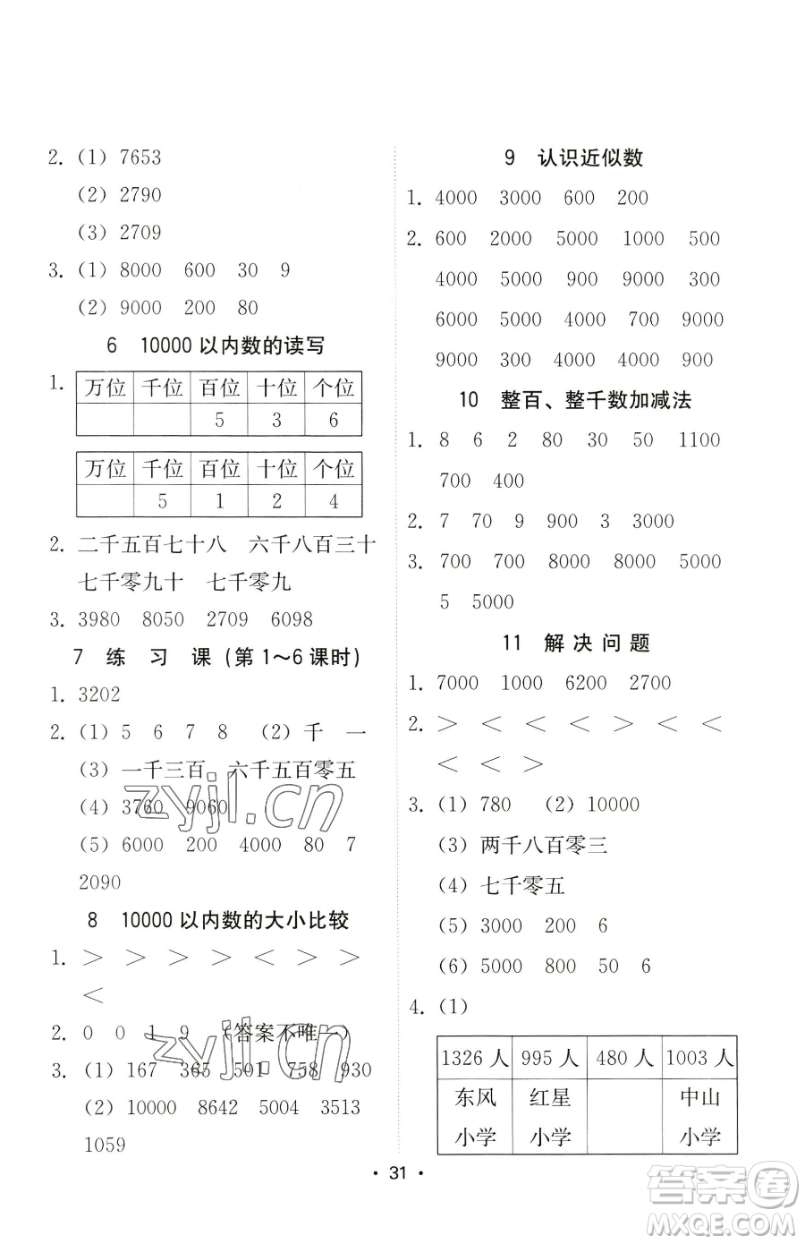 安徽人民出版社2023教與學(xué)課時學(xué)練測二年級下冊數(shù)學(xué)人教版參考答案