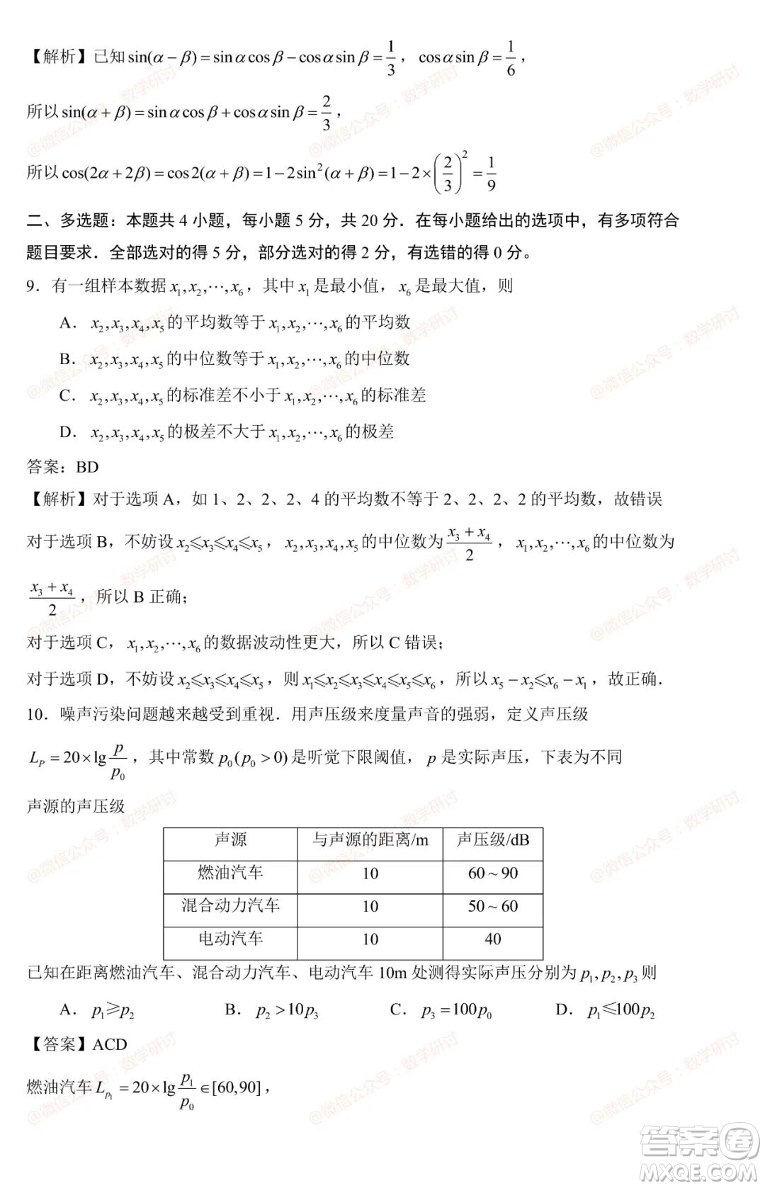 2023年全國統(tǒng)一高考數(shù)學(xué)試卷新課標(biāo)I卷答案