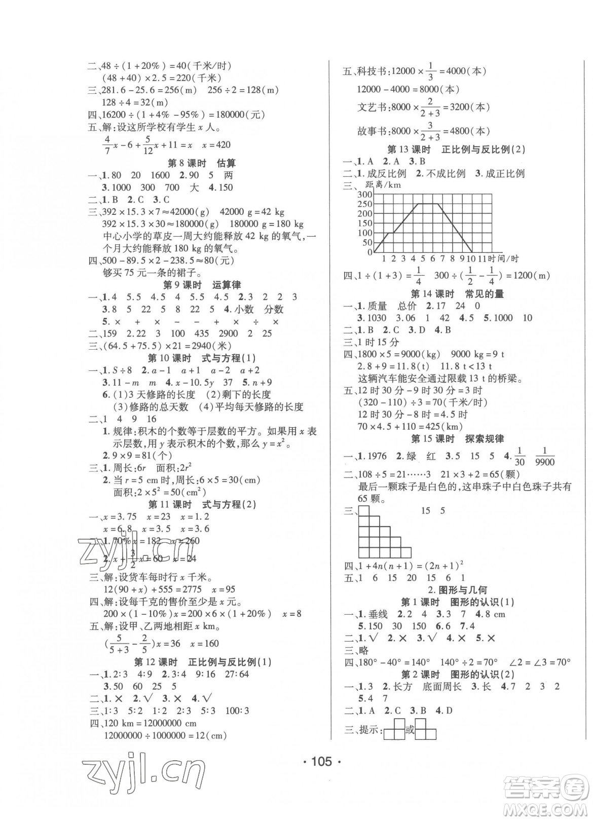 陽光出版社2023自主課堂六年級下冊數(shù)學(xué)北師大版參考答案