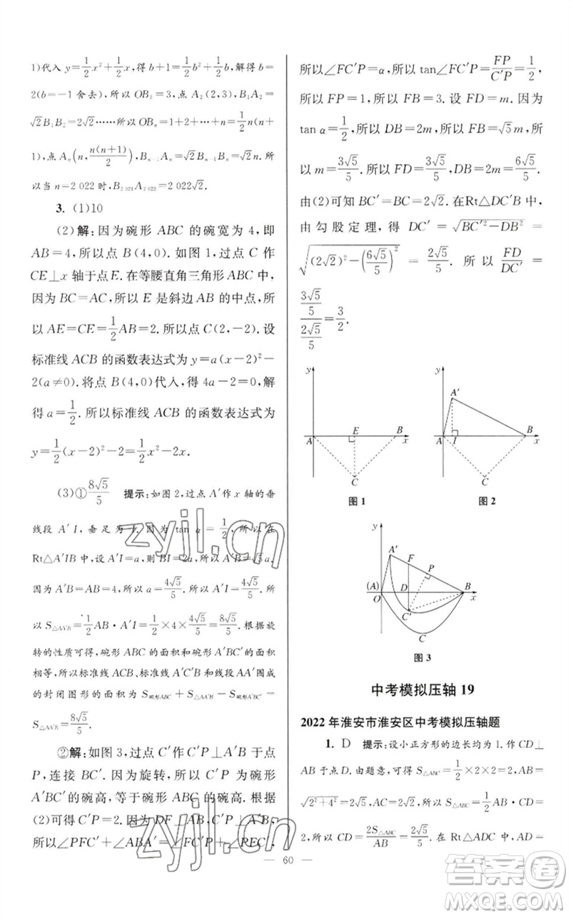 江蘇鳳凰科學(xué)技術(shù)出版社2023初中數(shù)學(xué)小題狂做九年級(jí)下冊(cè)蘇科版巔峰版參考答案