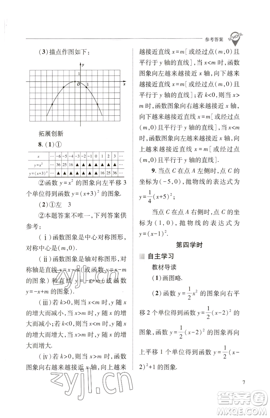 山西教育出版社2023新課程問(wèn)題解決導(dǎo)學(xué)方案九年級(jí)下冊(cè)數(shù)學(xué)華東師大版參考答案