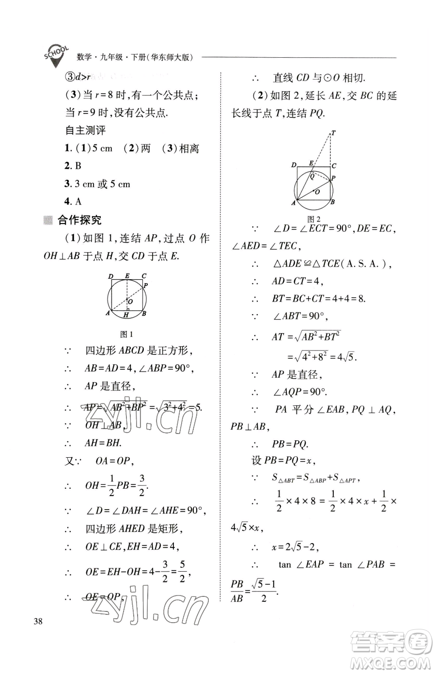 山西教育出版社2023新課程問(wèn)題解決導(dǎo)學(xué)方案九年級(jí)下冊(cè)數(shù)學(xué)華東師大版參考答案