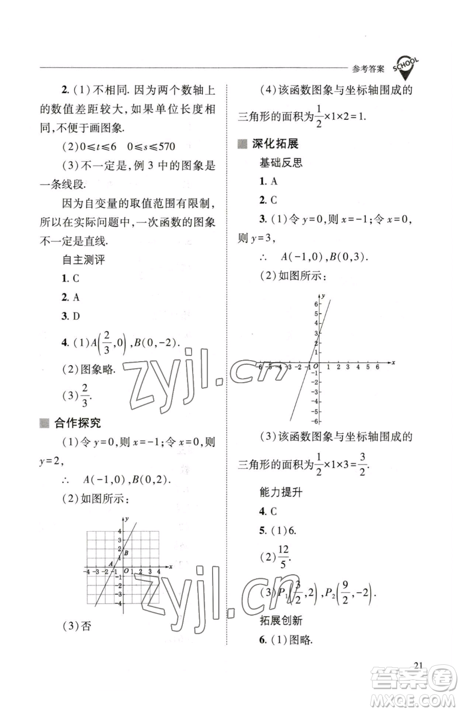 山西教育出版社2023新課程問題解決導學方案八年級下冊數(shù)學華東師大版參考答案