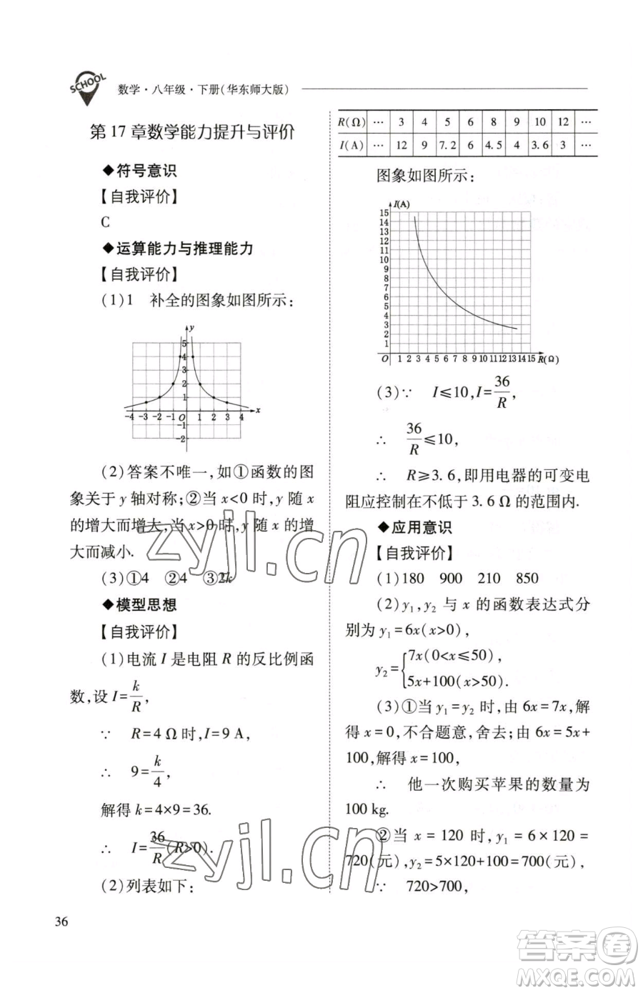 山西教育出版社2023新課程問題解決導學方案八年級下冊數(shù)學華東師大版參考答案