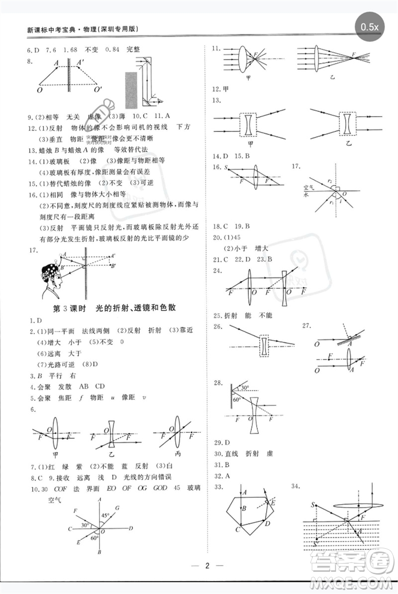 世界圖書(shū)出版公司2023新課標(biāo)中考寶典九年級(jí)物理通用版深圳專版參考答案