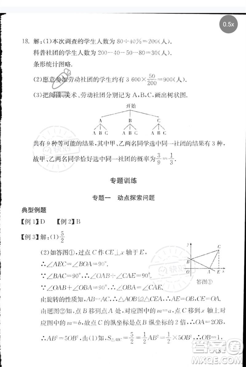 團(tuán)結(jié)出版社2023劍指中考九年級數(shù)學(xué)通用版郴州專版參考答案