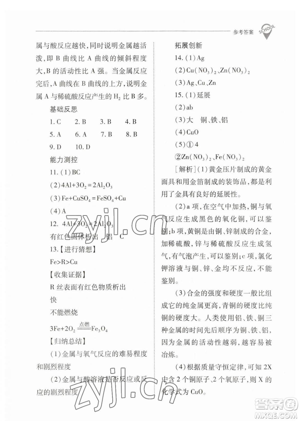 山西教育出版社2023新課程問題解決導學方案九年級下冊化學人教版參考答案