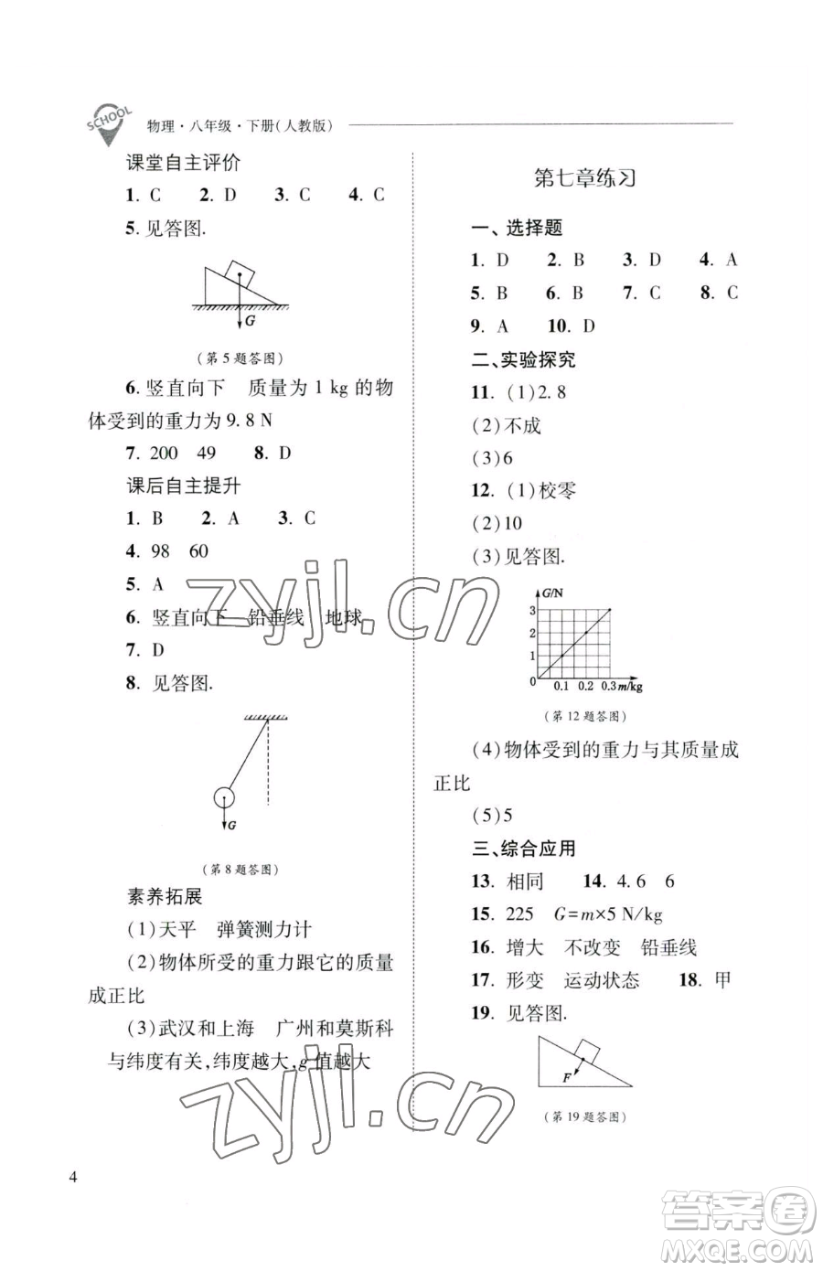 山西教育出版社2023新課程問題解決導(dǎo)學(xué)方案八年級下冊物理人教版參考答案