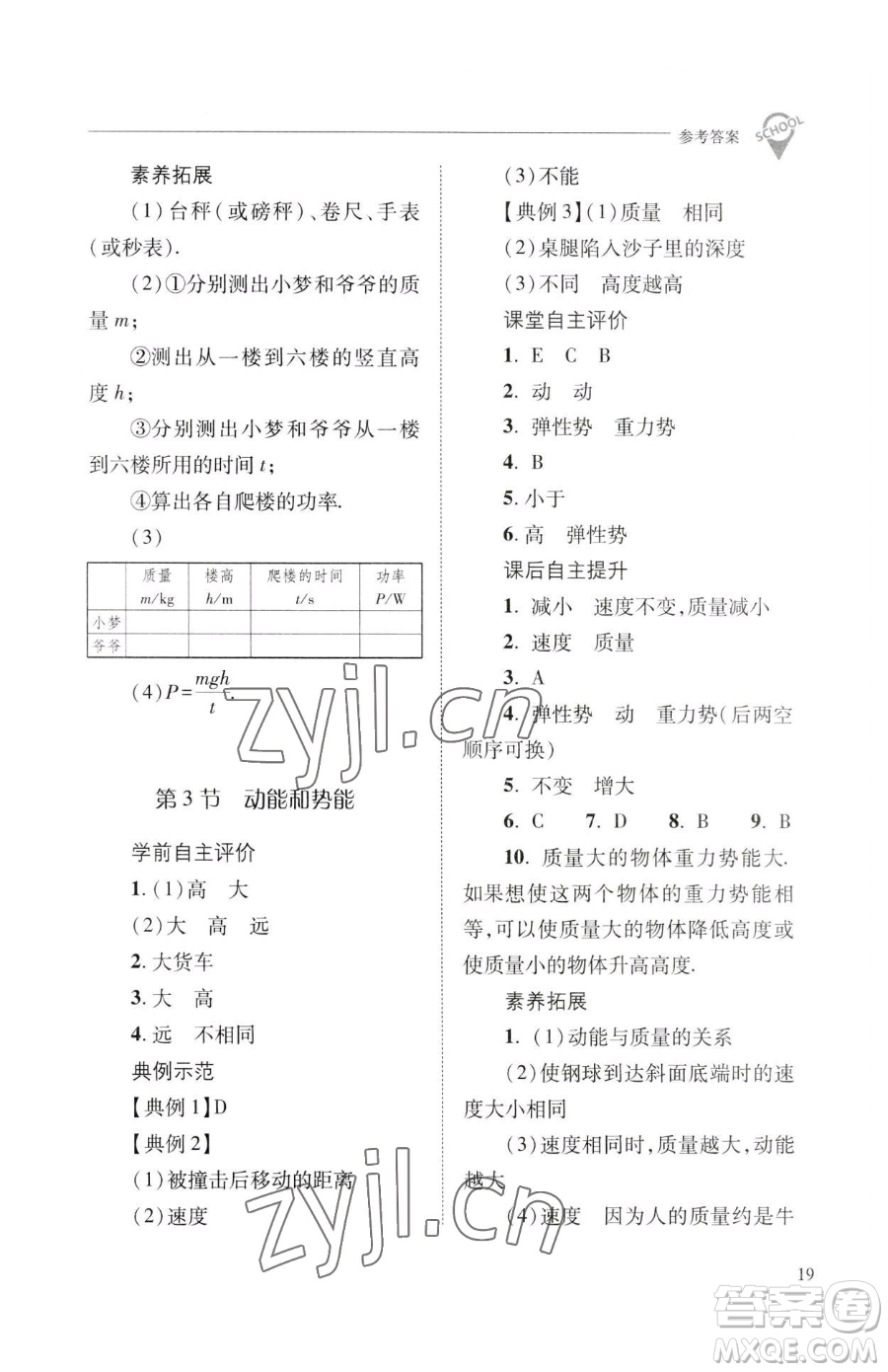 山西教育出版社2023新課程問題解決導(dǎo)學(xué)方案八年級下冊物理人教版參考答案