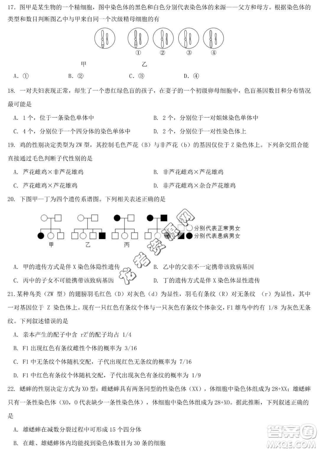 哈六中2022-2023學(xué)年高一下學(xué)期期中考試生物試卷答案