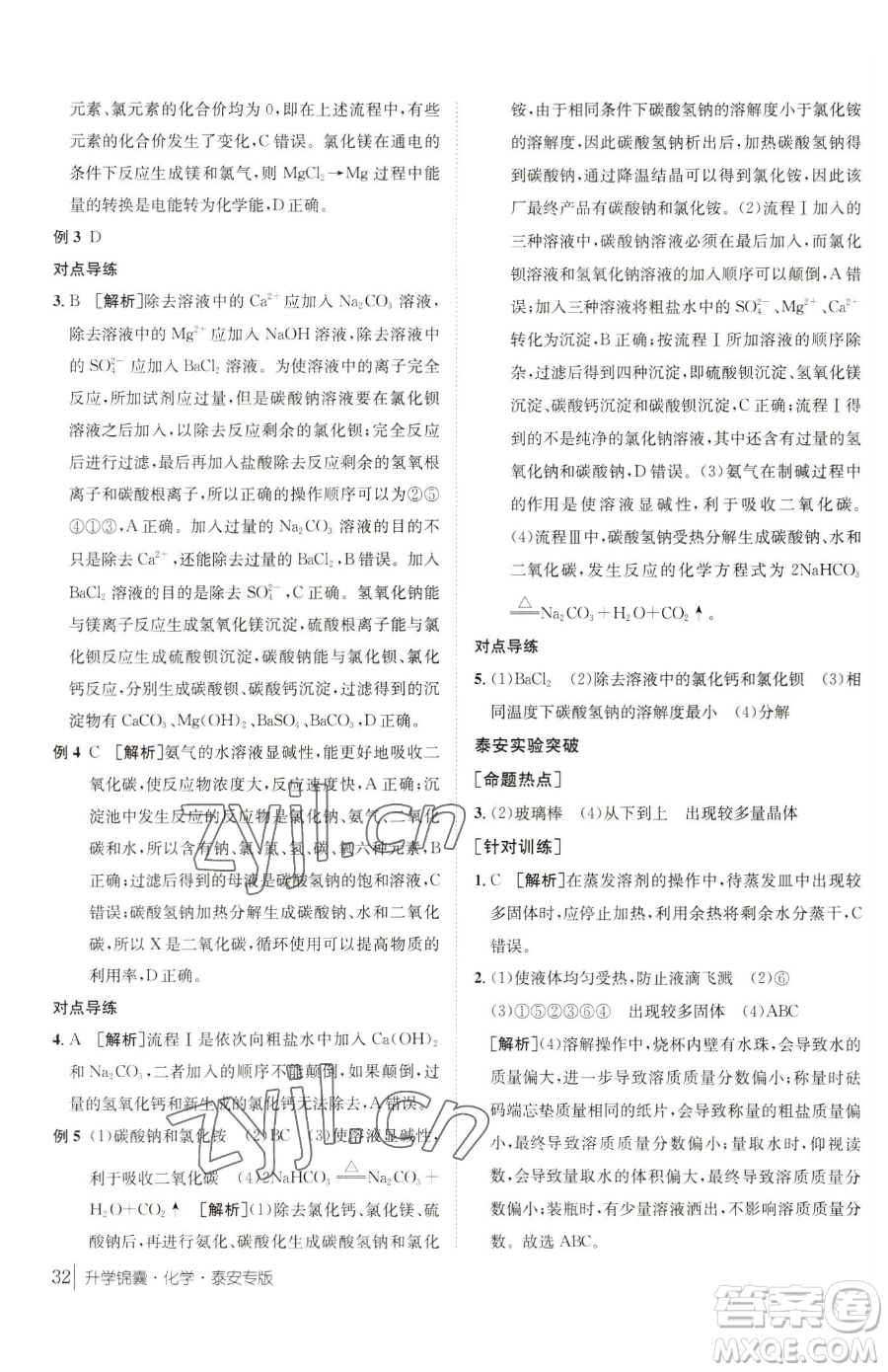 新疆青少年出版社2023升學(xué)錦囊九年級全一冊化學(xué)泰安專版參考答案