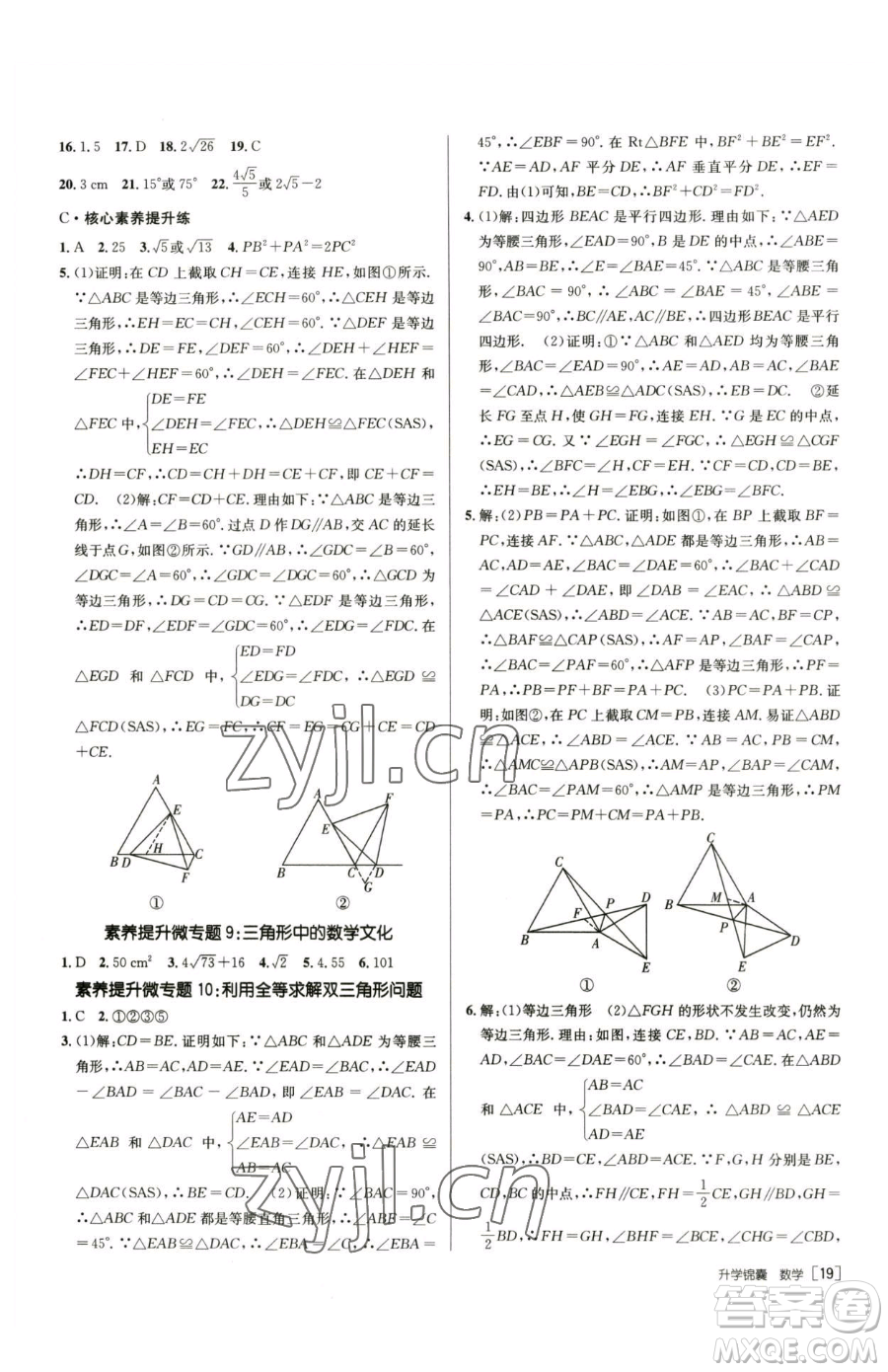 新疆青少年出版社2023升學(xué)錦囊九年級(jí)全一冊(cè)數(shù)學(xué)青島專(zhuān)版參考答案