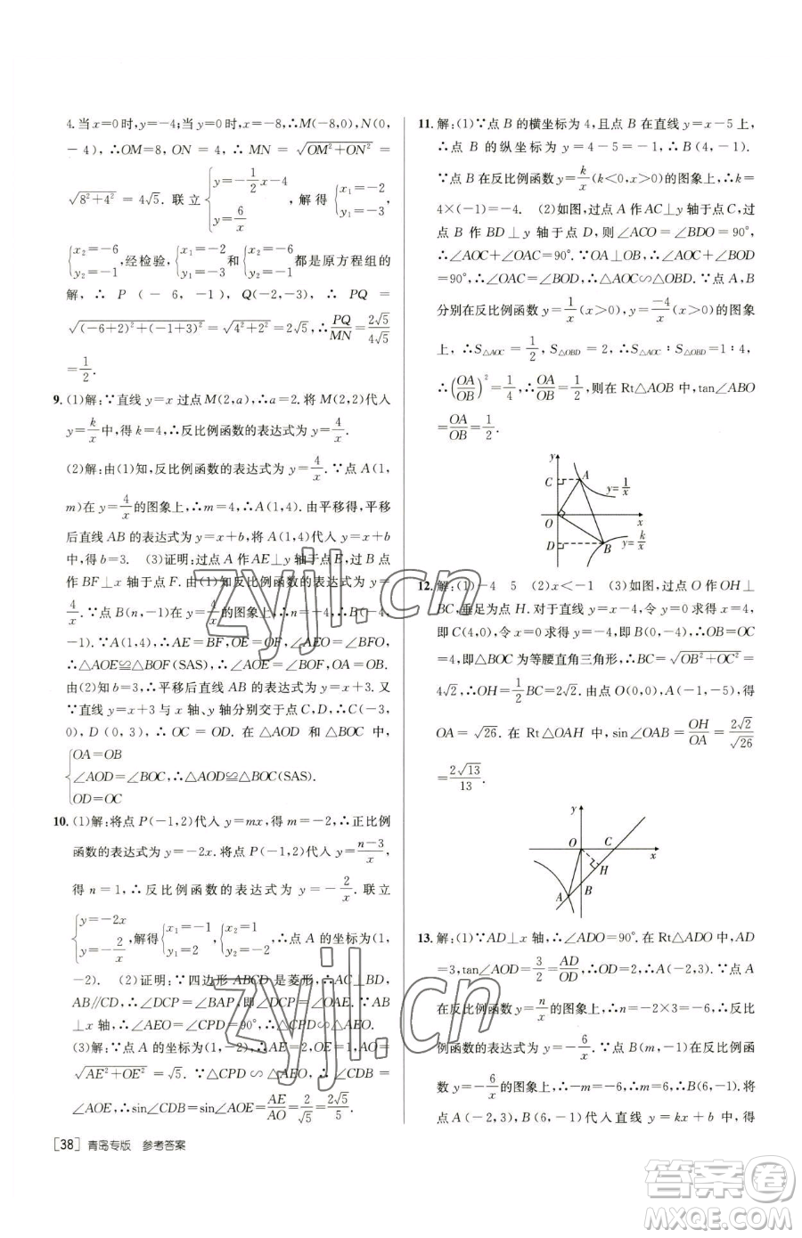 新疆青少年出版社2023升學(xué)錦囊九年級(jí)全一冊(cè)數(shù)學(xué)青島專(zhuān)版參考答案