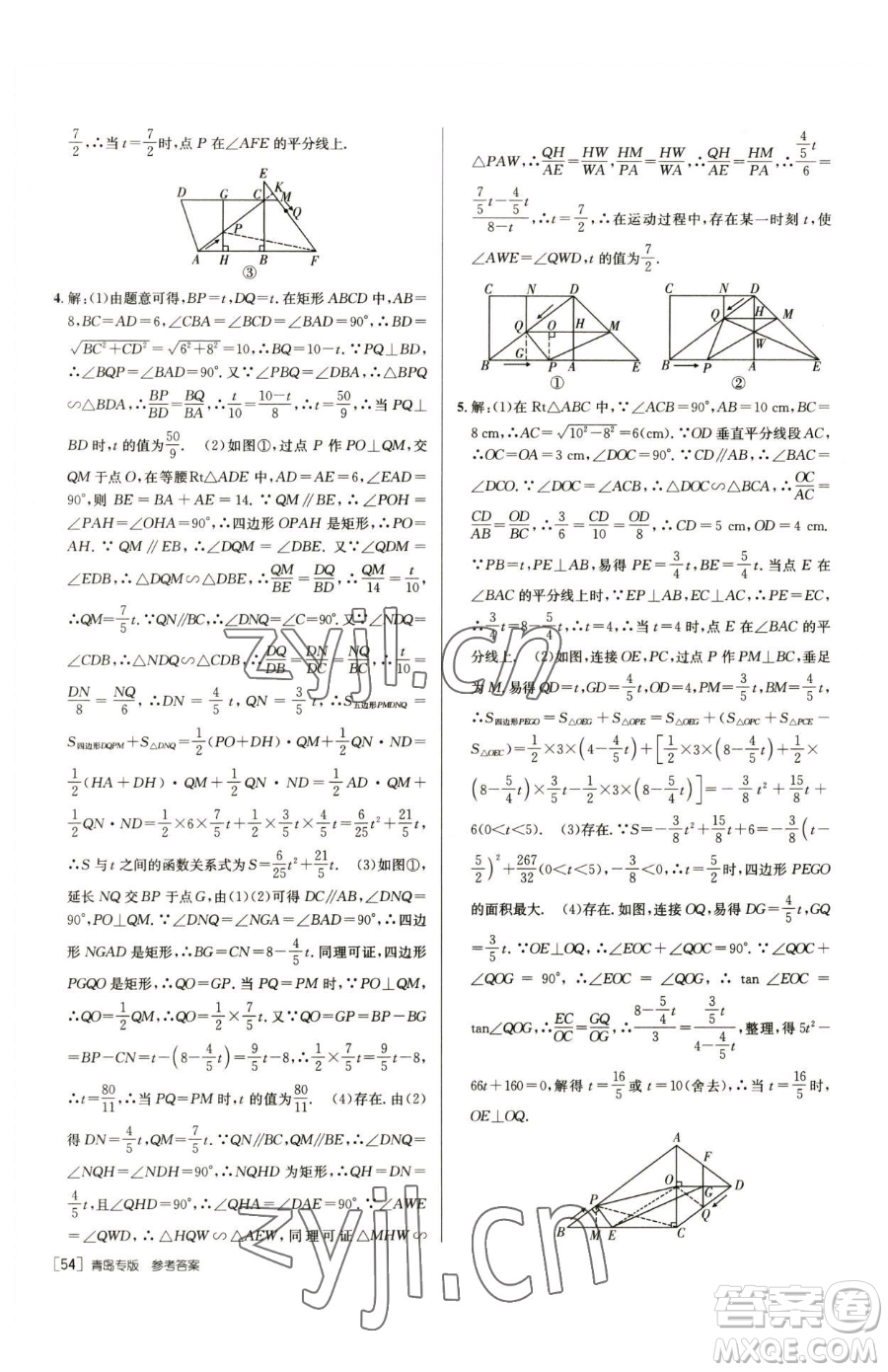 新疆青少年出版社2023升學(xué)錦囊九年級(jí)全一冊(cè)數(shù)學(xué)青島專(zhuān)版參考答案