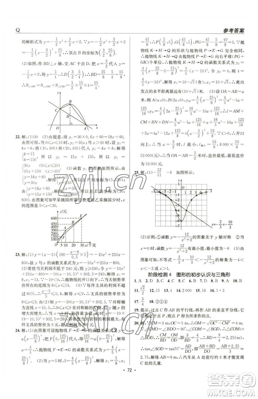 新疆青少年出版社2023升學(xué)錦囊九年級(jí)全一冊(cè)數(shù)學(xué)青島專(zhuān)版參考答案