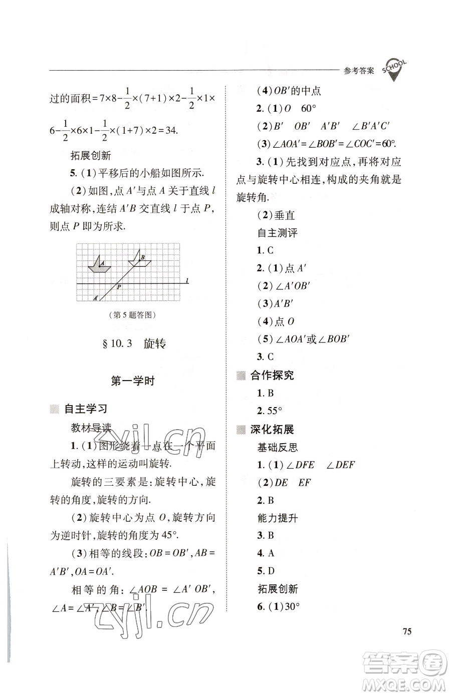 山西教育出版社2023新課程問題解決導(dǎo)學(xué)方案七年級下冊數(shù)學(xué)華東師大版參考答案