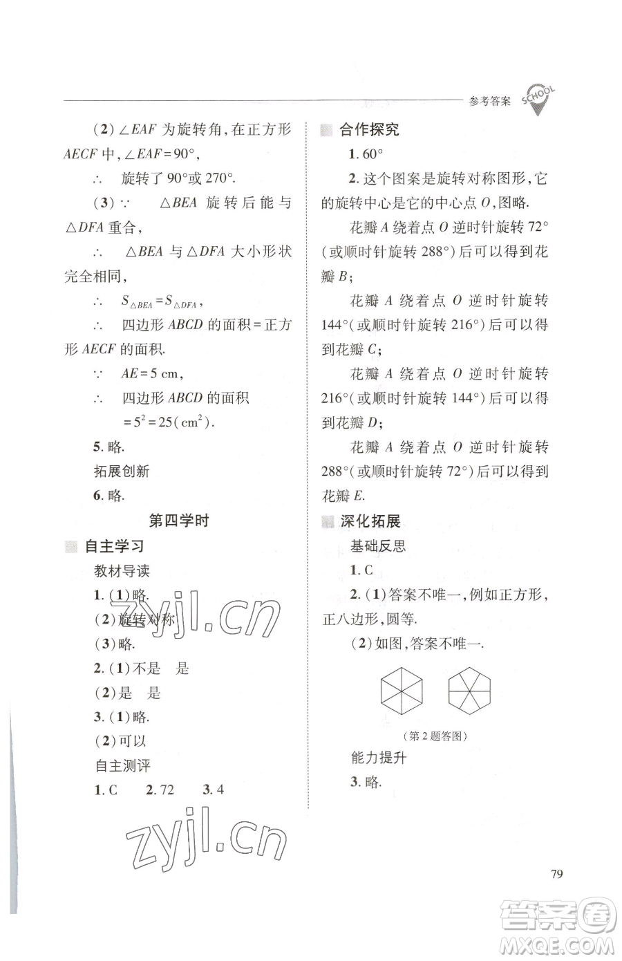 山西教育出版社2023新課程問題解決導(dǎo)學(xué)方案七年級下冊數(shù)學(xué)華東師大版參考答案