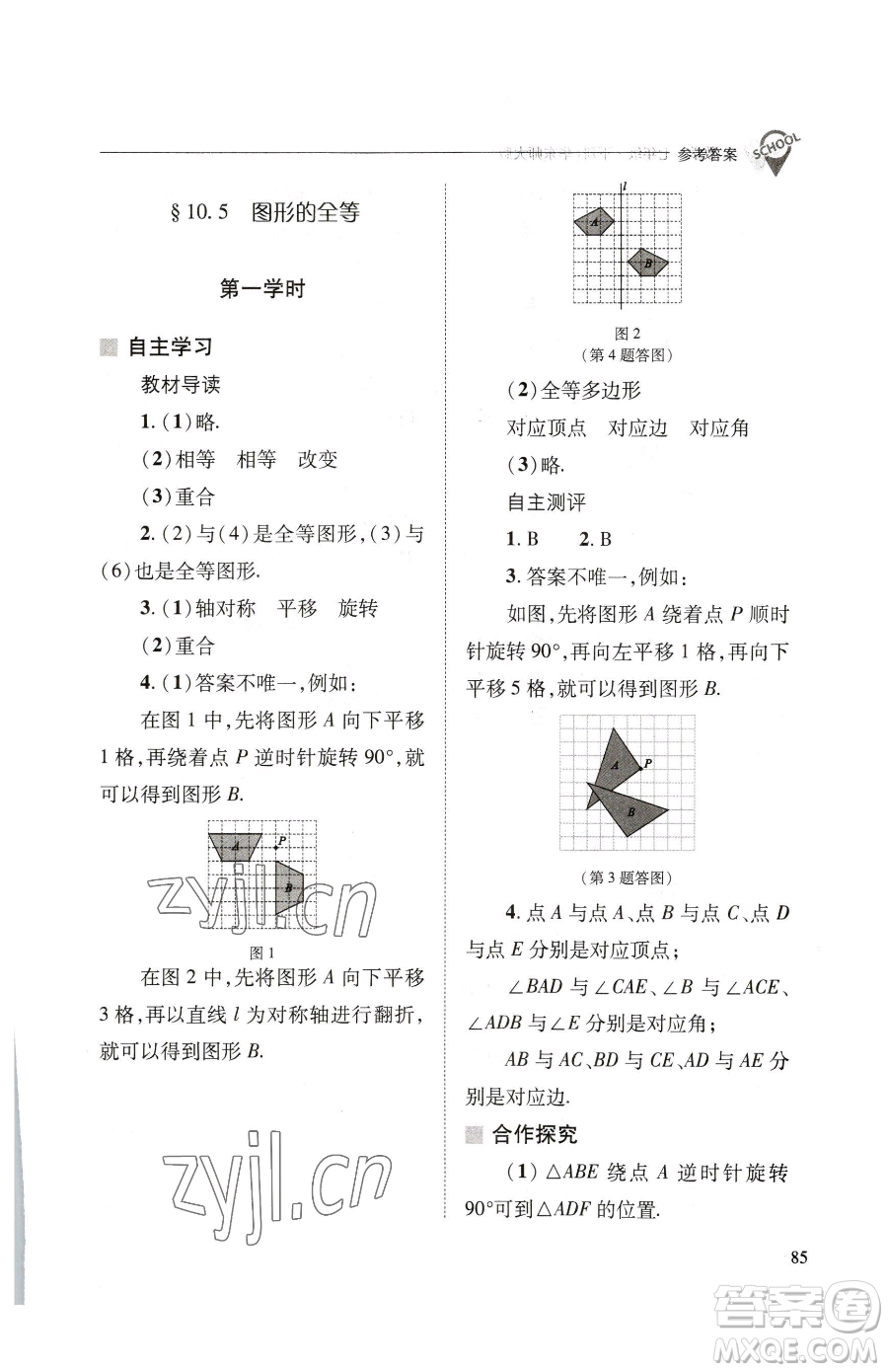 山西教育出版社2023新課程問題解決導(dǎo)學(xué)方案七年級下冊數(shù)學(xué)華東師大版參考答案