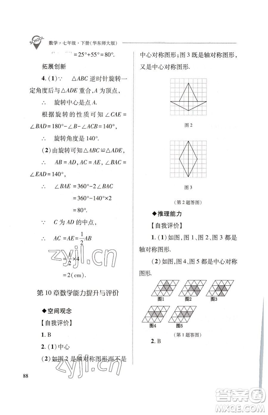 山西教育出版社2023新課程問題解決導(dǎo)學(xué)方案七年級下冊數(shù)學(xué)華東師大版參考答案